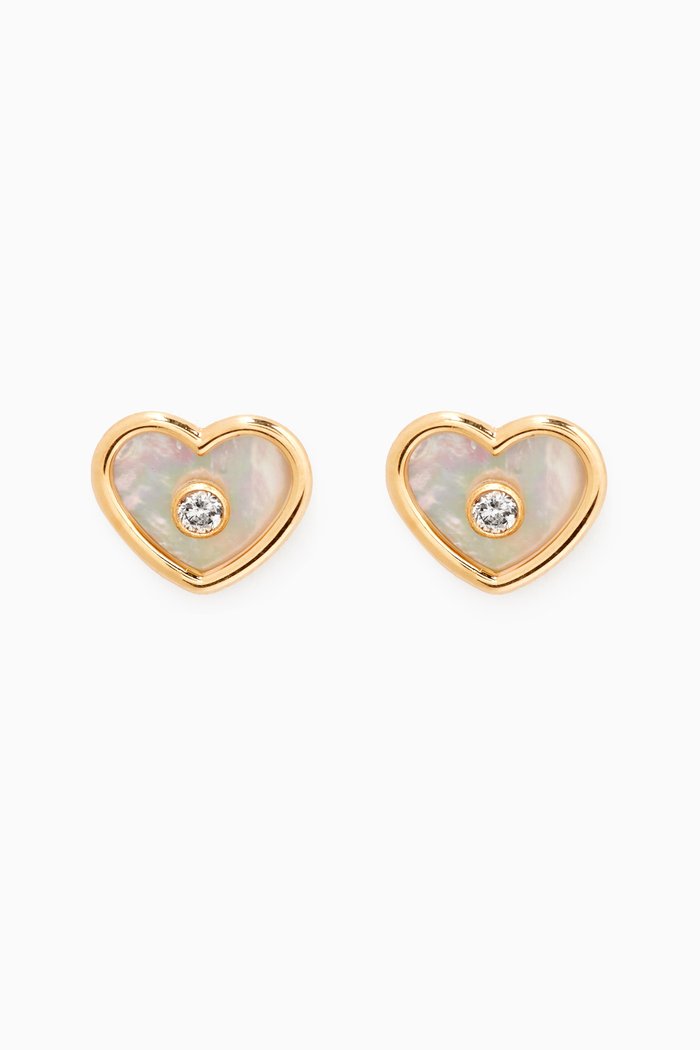 

Mother-of-Pearl Diamond Earrings in 18kt Yellow Gold