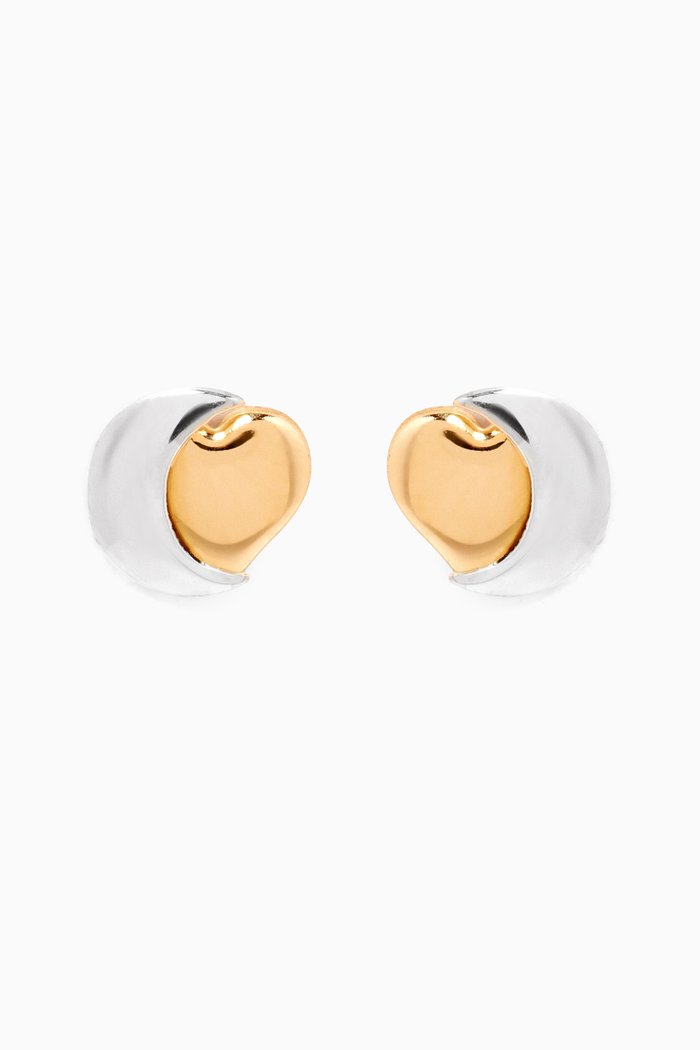 

The Heart Moon Stud Earrings in Gold