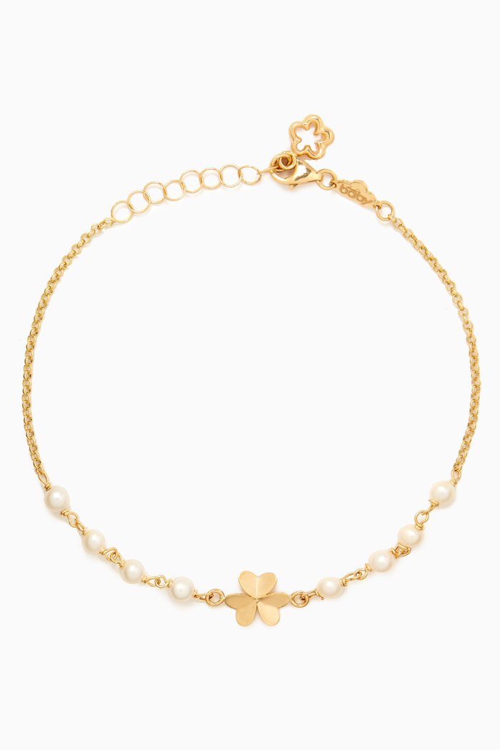 

Pearl & Flower Bracelet in 18kt Yellow Gold