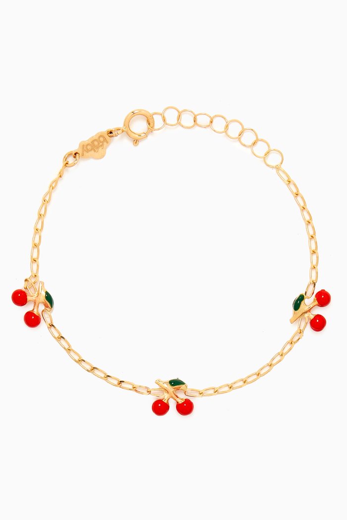 

Cherry Enamel Charm Bracelet in 18kt Gold