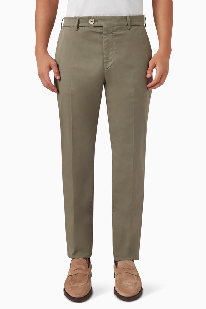 

Garment-dyed Pant in Cotton Gabardine, Green