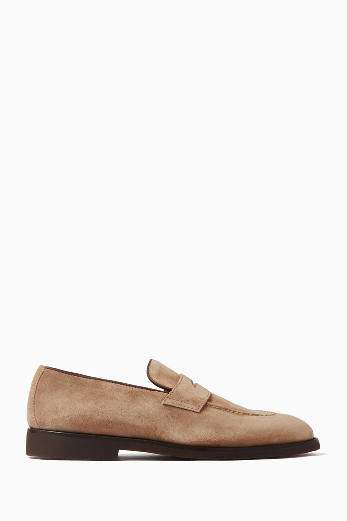 Penny Loafers in Suede, Brown