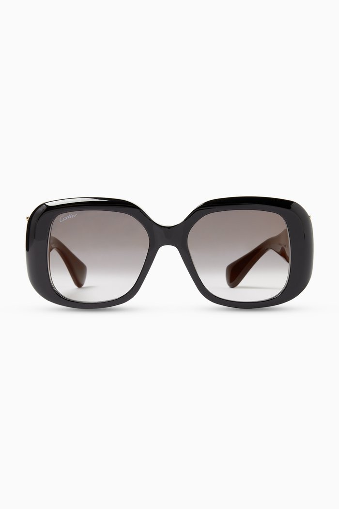 

Panther Square Sunglasses in Recycled Acetate, Black