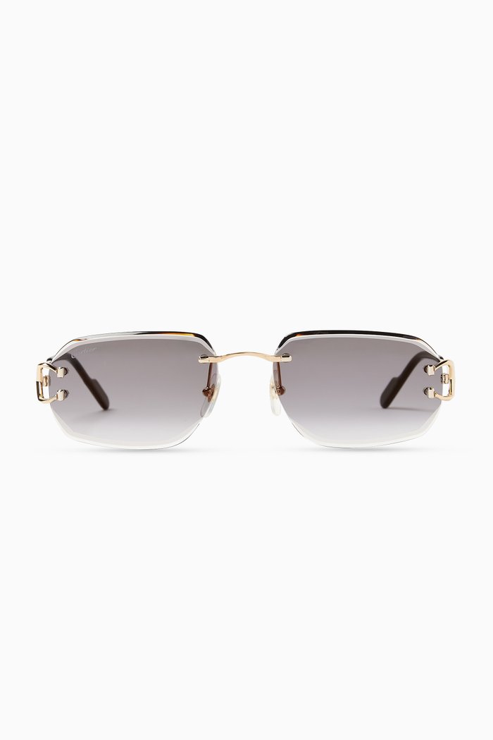 

Square Rimless Sunglasses in Metal, Gold