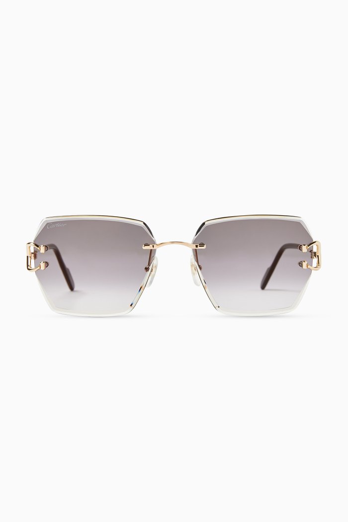 

Signature C Square Sunglasses in Metal, Gold