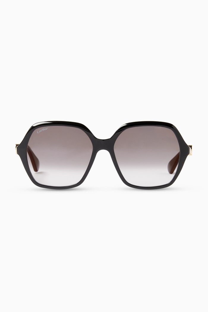 

Double C Oversized Sunglasses in Recycled Acetate, Black