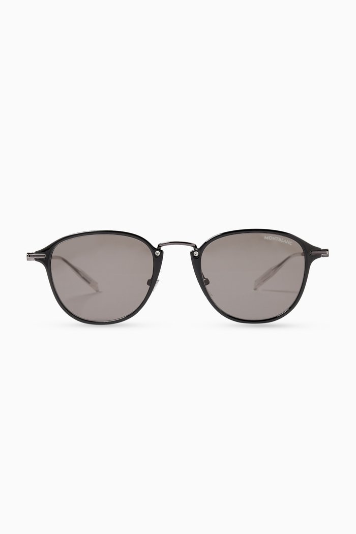 Round Sunglasses in Metal, Black
