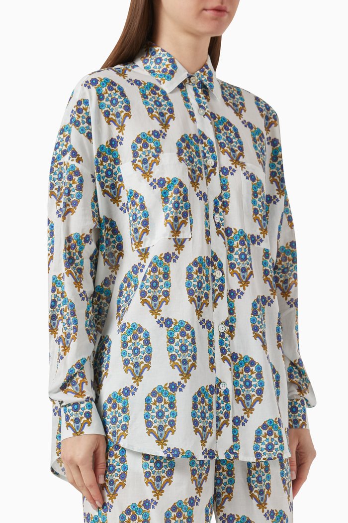 

Théonie Printed Boy Shirt in Cotton-voile, White