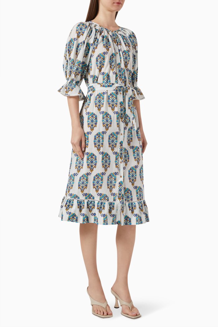 

Theonie Smock Dress in Cotton-voile, White