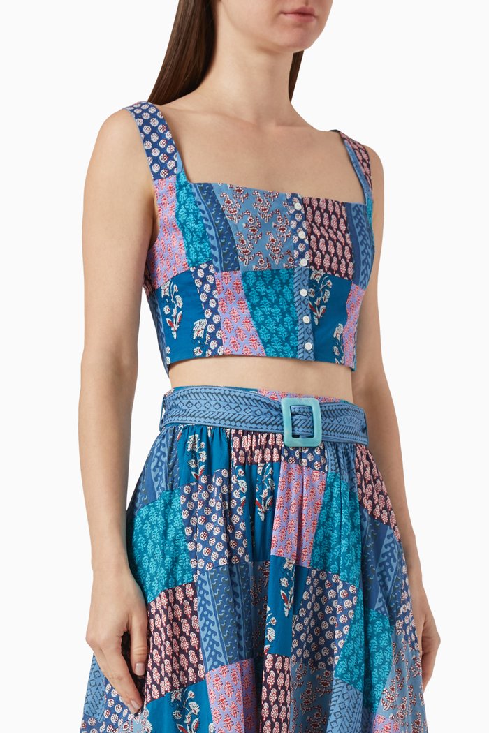 

Cedella Crop Top in Cotton, Blue