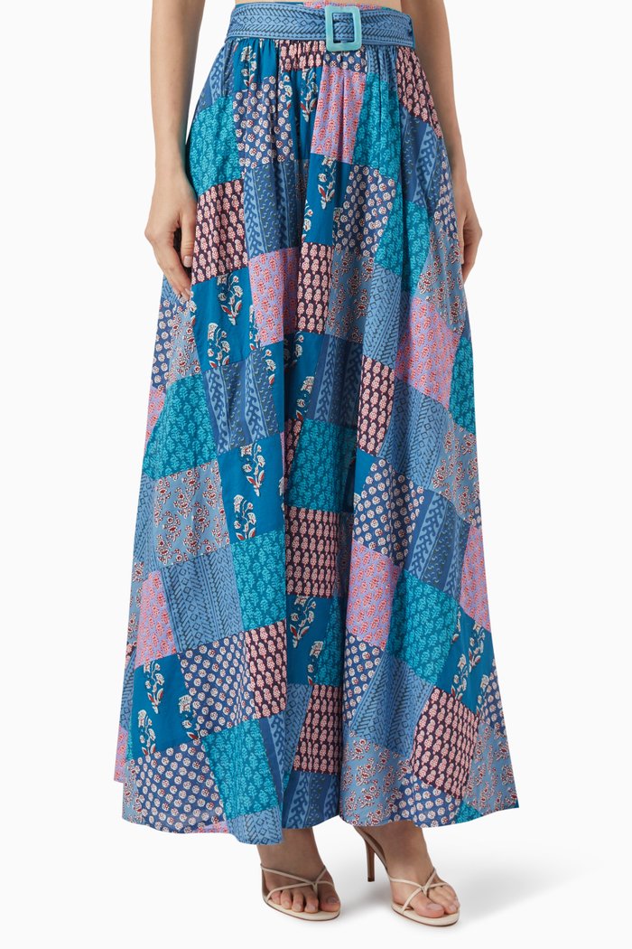 

Cedella Maxi Skirt in Cotton, Blue