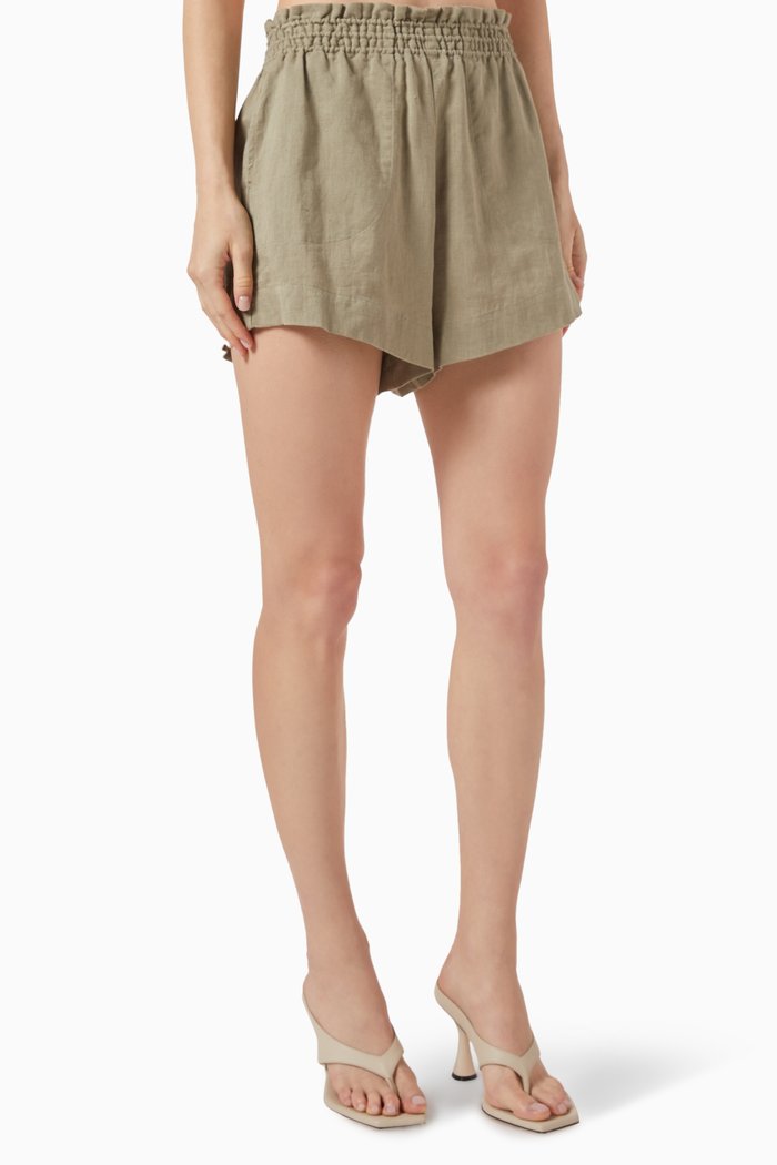 

La Ponche Paperbag Shorts in Cotton-blend, Neutral