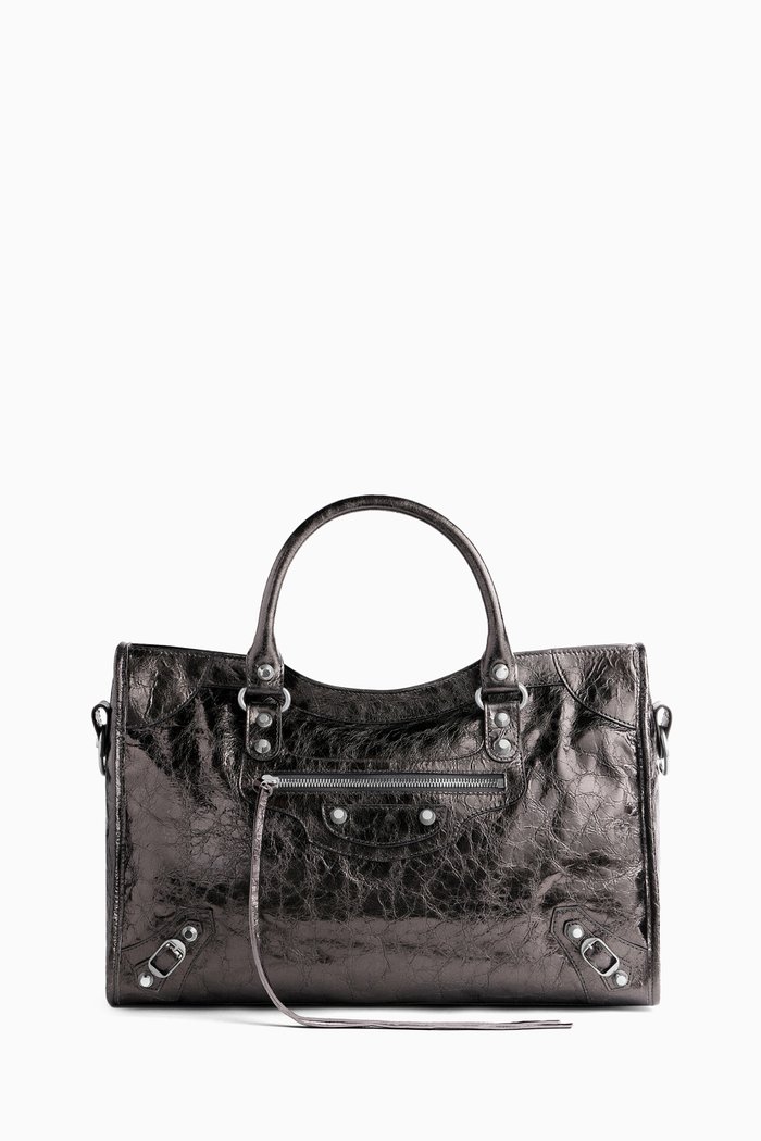

Medium Le City Bag in Metallic Arena Lambskin, Grey
