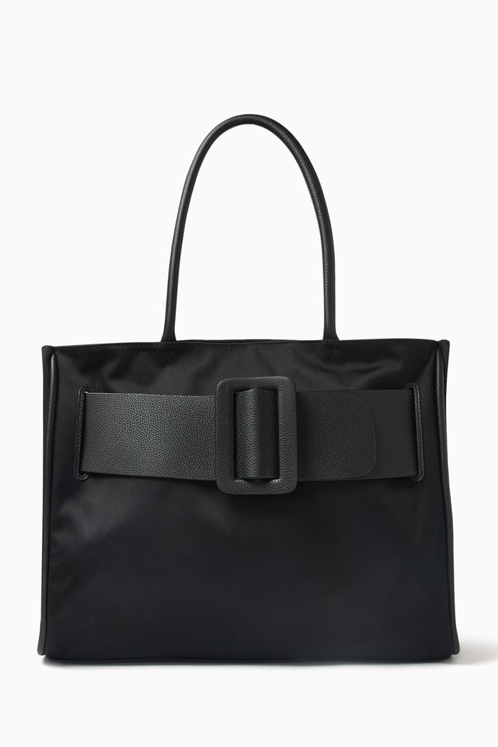 Bobby Bag in Regenerated Nylon and Leather, Black