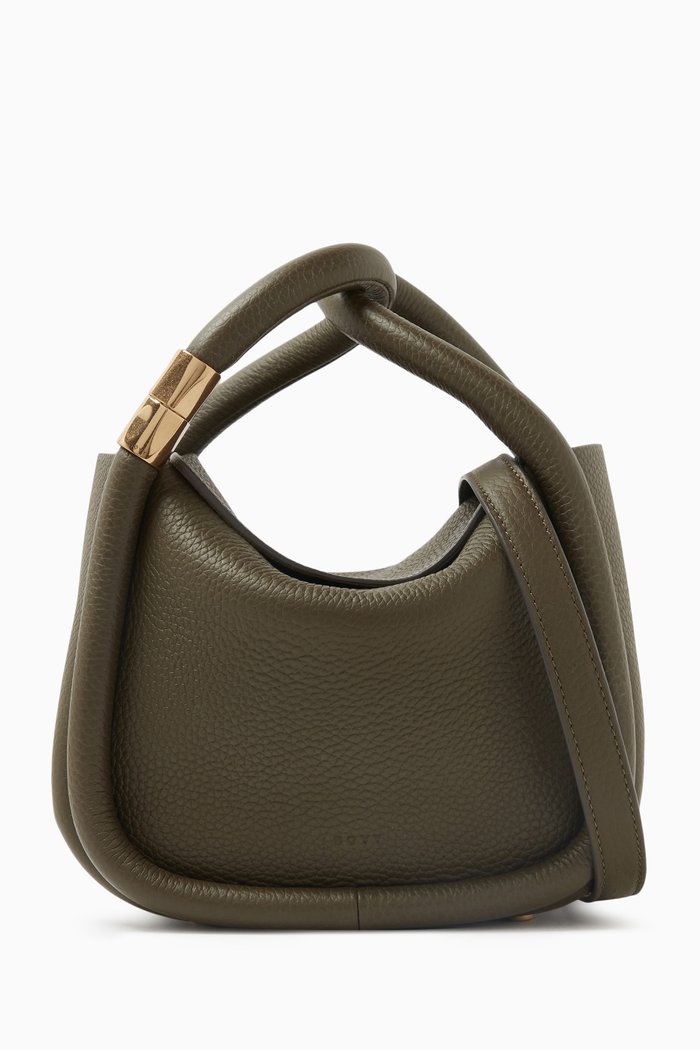 

Wonton 20 Top-handle Bag in Pebbled Leather, Green