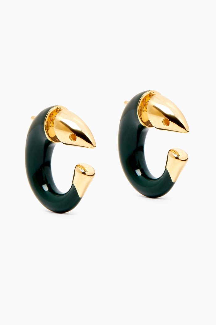 

Sardine Earrings in 18kt Gold-plated Silver and Enamel, Green
