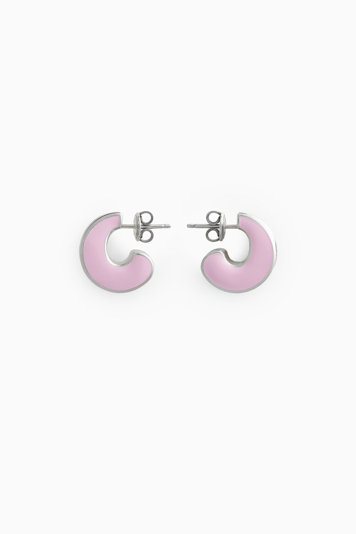 

H Beam Earrings in Enamel and Sterling-silver, Pink