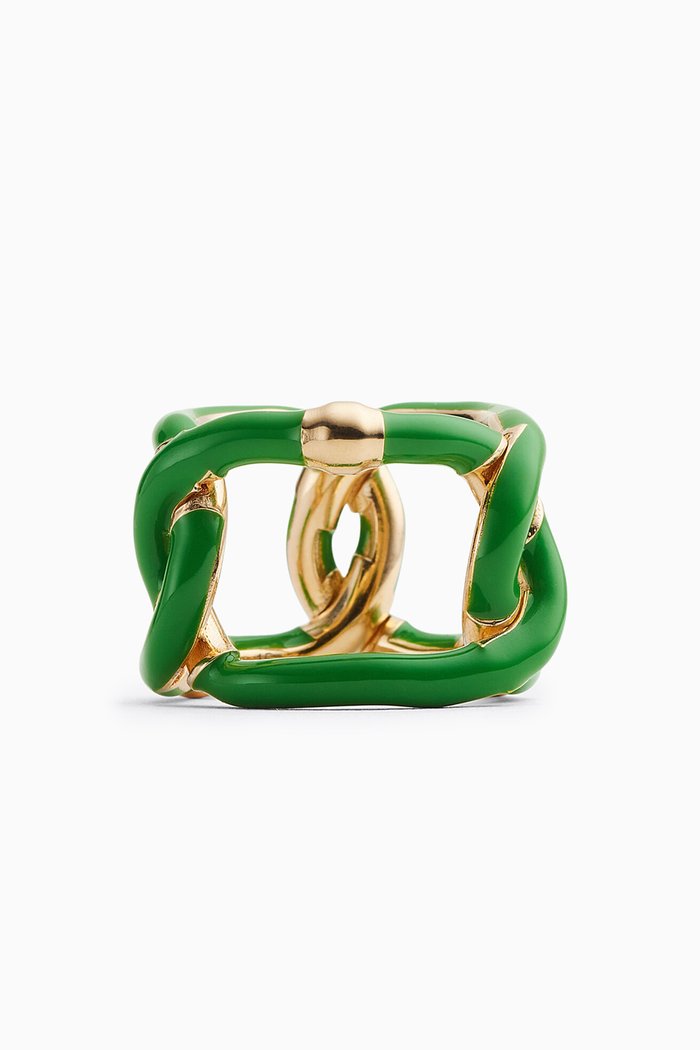 

Intreccio Chain Ring in 18kt Gold-plated Sterling Silver, Green
