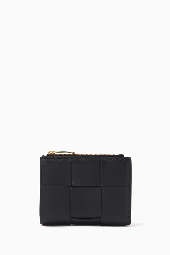 

Bi-fold Card Case in Intrecciato Nappa, Black