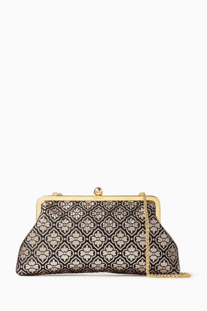 

Lili Classic Clutch in Metallic Viscose, Black