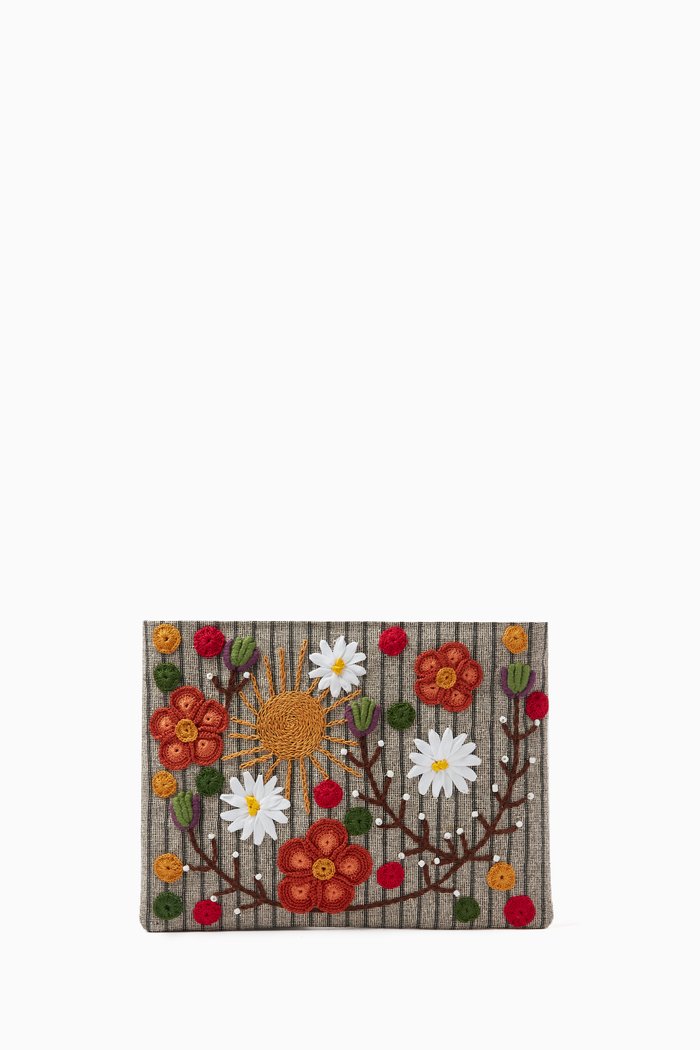 

Bloom Winter Classic Embroidered Pouch in Canvas, Multicolour