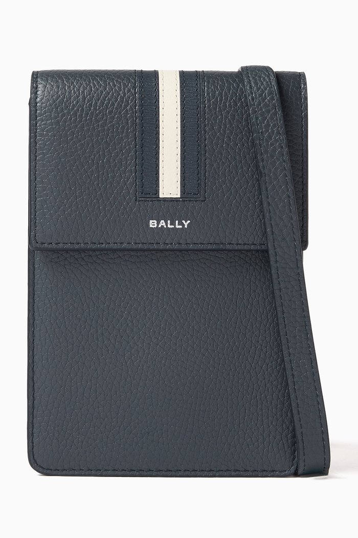 

Phone Wallet Case in Grained Leather, Blue