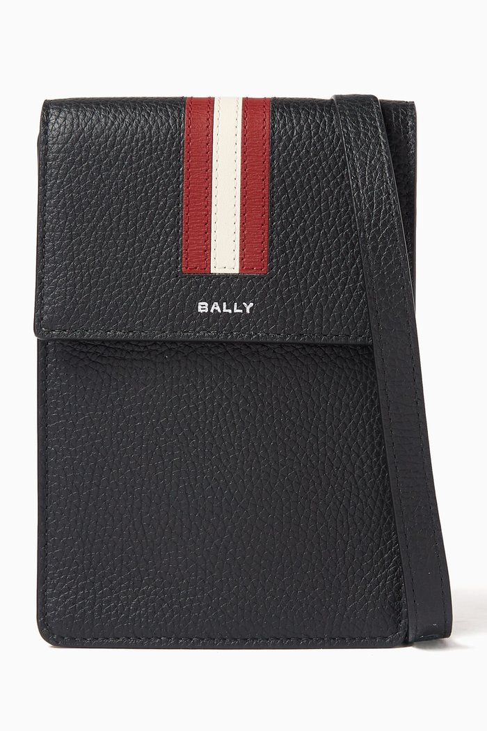 

Phone Wallet Case in Grained Leather, Black