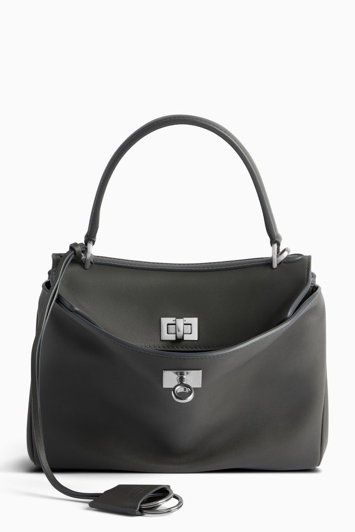 

Mini Rodeo Handbag in Calfskin, Grey