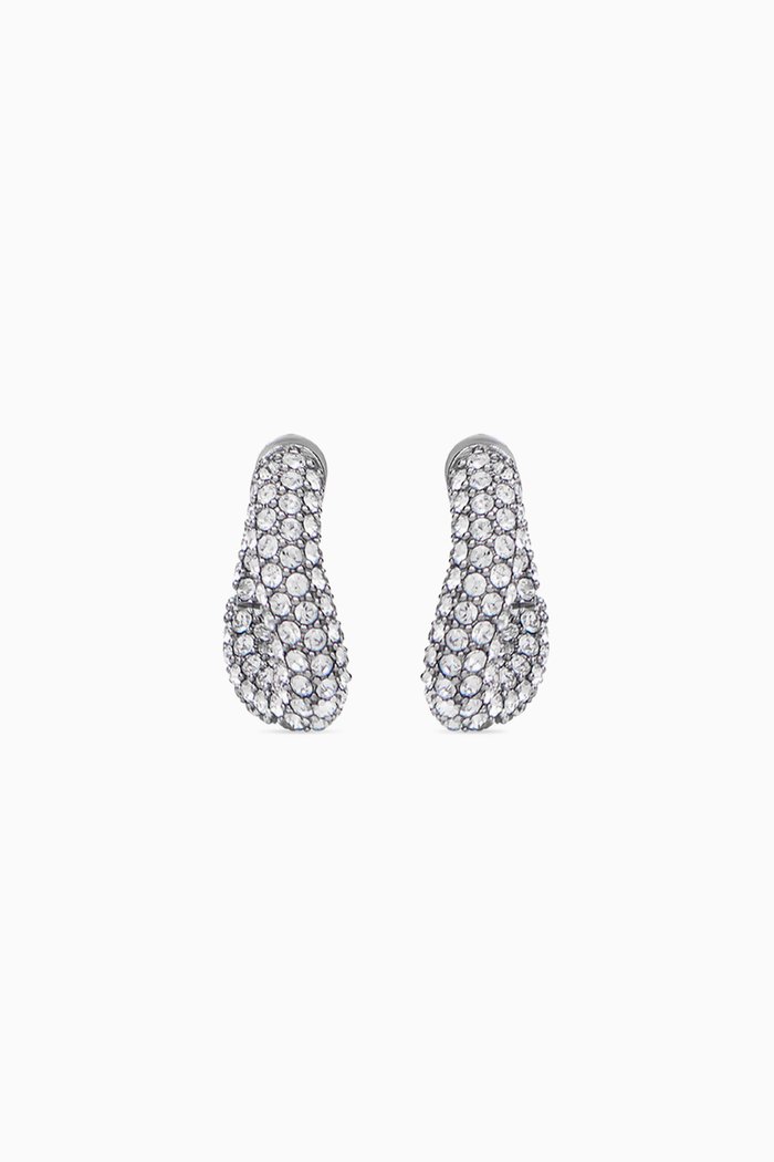 

Loop Mini Rhinestone Earrings in Brass, Silver