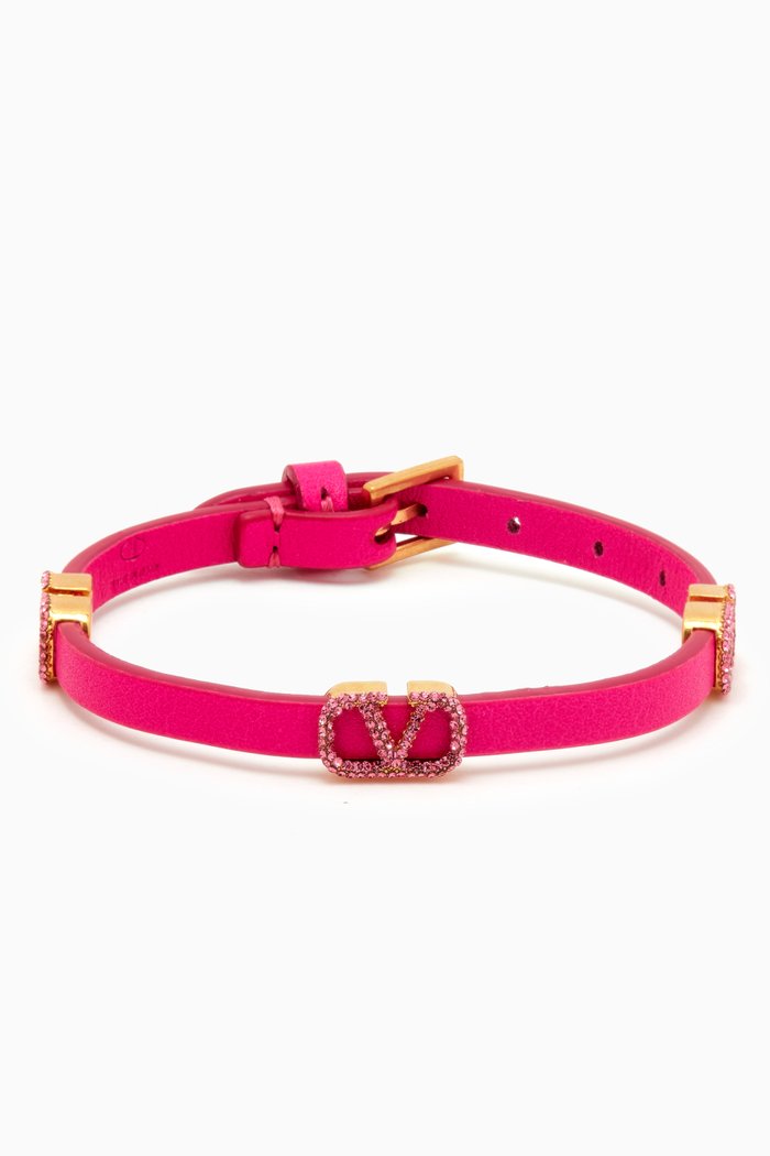 

VLOGO Strass Bracelet in Leather, Pink