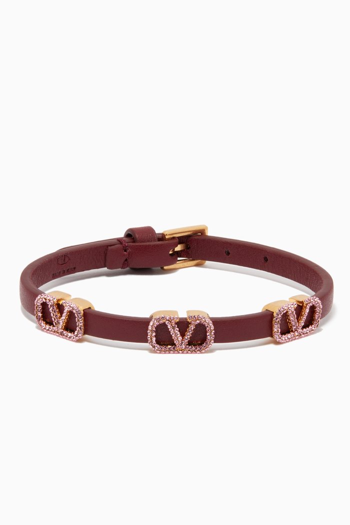 

Triple VLogo Signature Strass Bracelet in Leather, Multicolour