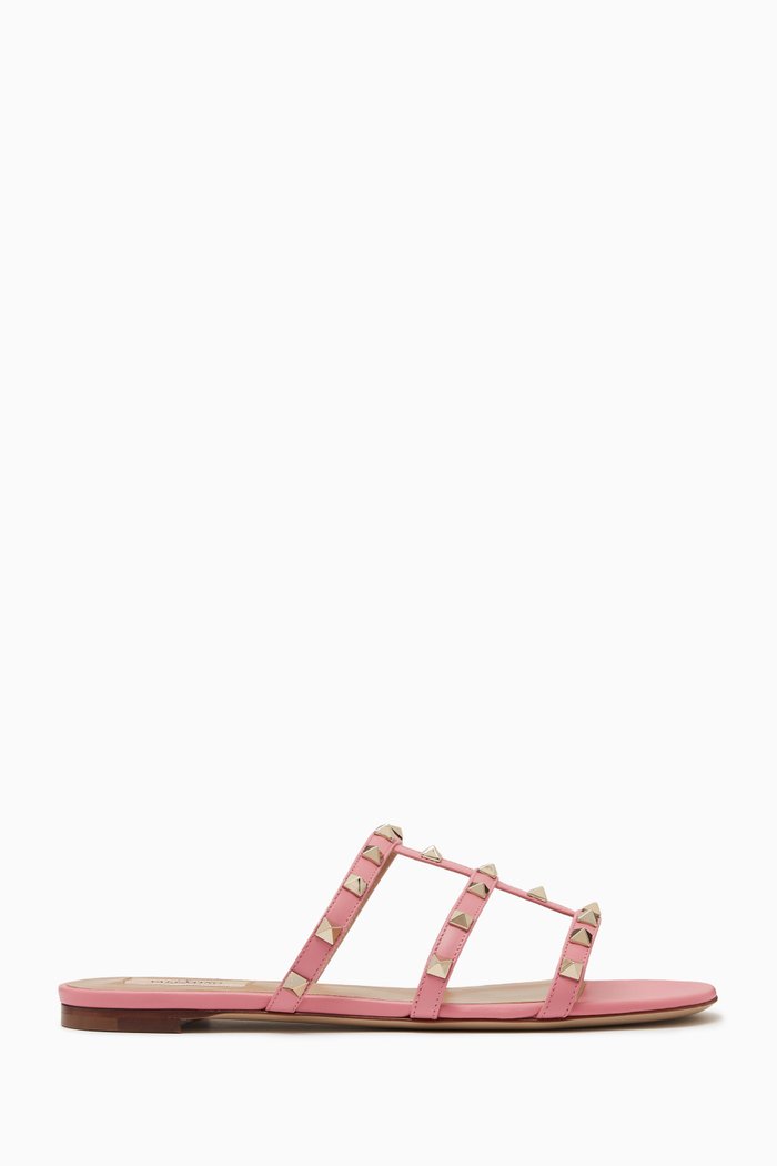

Rockstud Slides in Leather, Pink