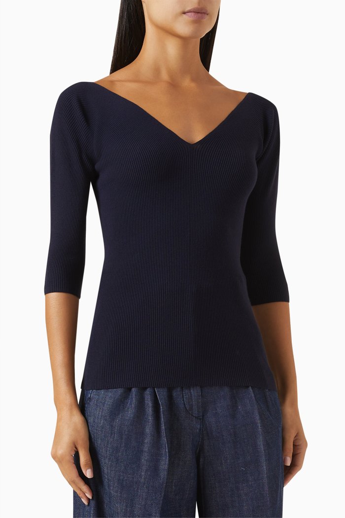 

Oceano Slim-fit Sweater in Rib-knit, Blue
