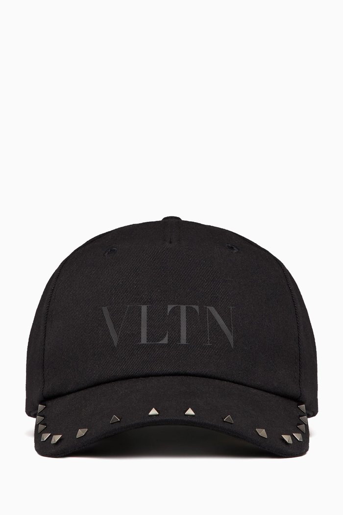 

Rockstud Logo Cap in Cotton, Black