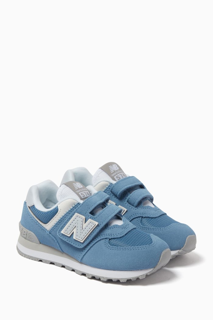 

574 Hook & Loop Sneakers in Suede & Mesh, Blue