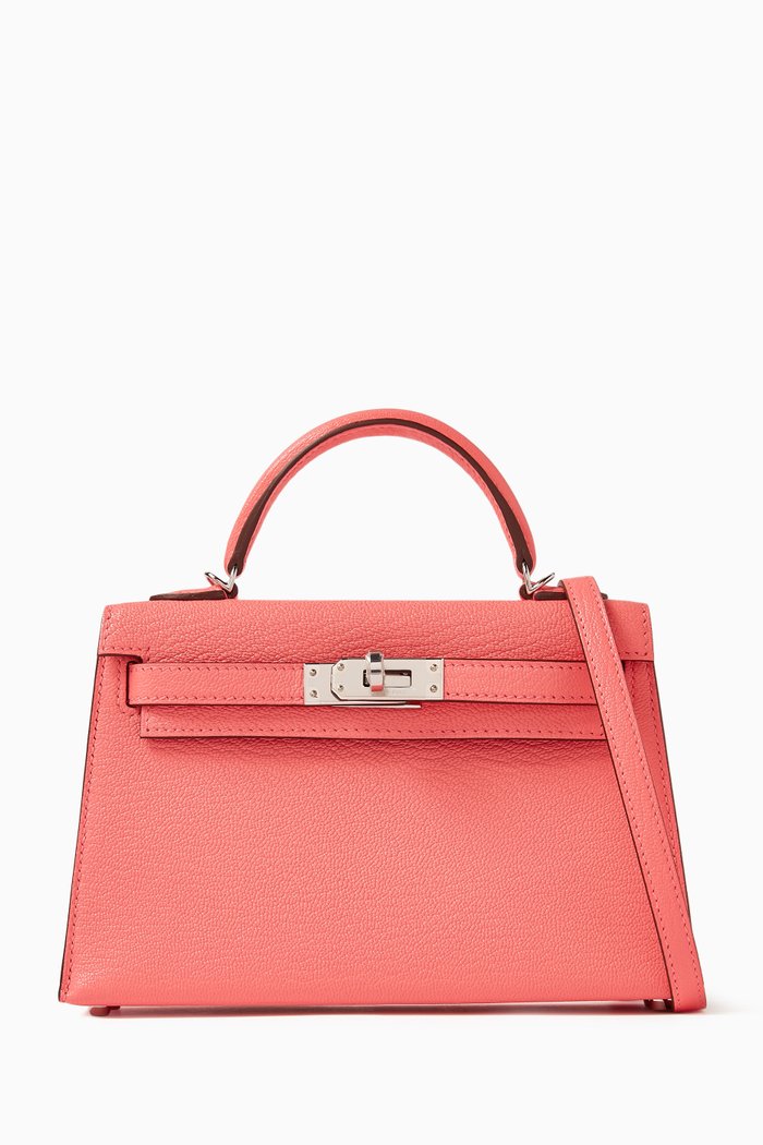 

Unused Kelly 20 Rose D Été in Chevre Leather & Palladium Hardware, Pink