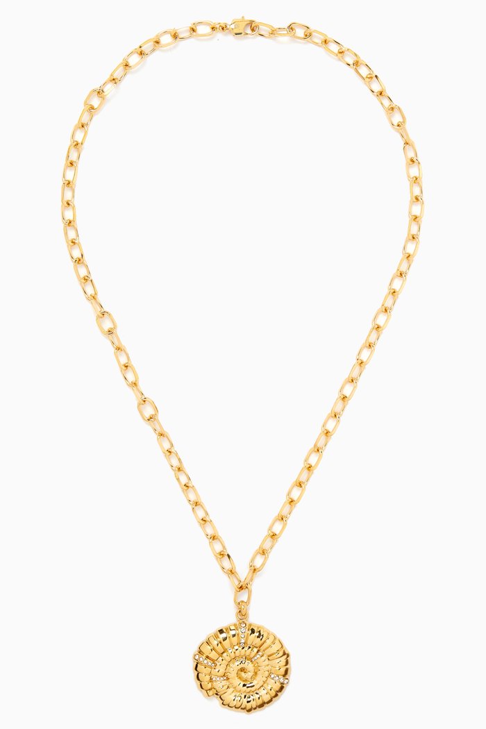 

KAI NECKLACE 18KT GOLD PLATED LINK CHAIN FINISHED WITH OUR SMALLER 18KT GOLD PLATED TEXTURED FOSSIL PENDANT WITH CRYSTAL DETAIL:GOLD:One Size|217408722